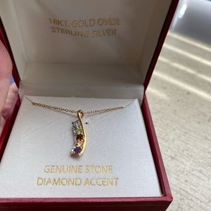 Multi stone necklace 18k gold plated